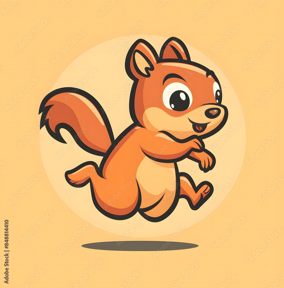Fototapeta premium Cute cartoon chipmunk running, vector illustration