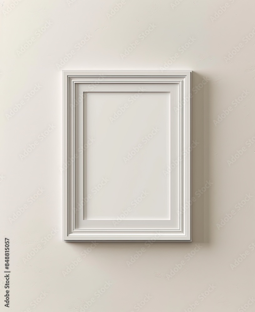 Mockup Frame on the Wall with Rectangular Cream Background Mockup Frame on the Wall with Rectangular Cream Background