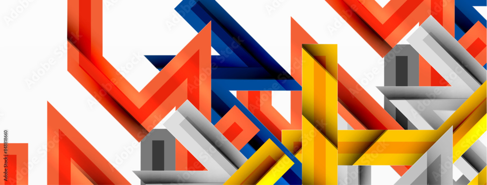 Line zig zag dynamic geometric abstract background. Colorful lines with shadow and light effects, various routes concept. Vector Illustration For Wallpaper, Banner, Background, Card Line zig zag dynamic geometric abstract background. Colorful lines with shadow and light effects, various routes concept. Vector Illustration For Wallpaper, Banner, Background, Card