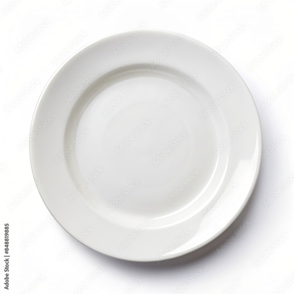 Minimalist Design Concept: Single White Dinner Plate Isolated on a Plain White Background, Perfect for Modern Table Settings and Food Presentation. Minimalist Design Concept: Single White Dinner Plate Isolated on a Plain White Background, Perfect for Modern Table Settings and Food Presentation.