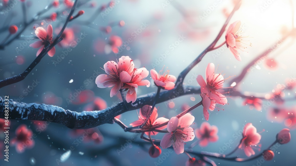 A beautiful blossom adorning the branches A beautiful blossom adorning the branches