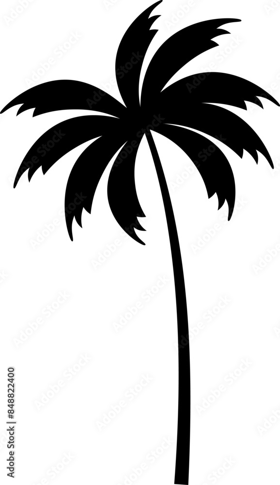 Simple palm tree silhouette icon, vector graphic element isolated