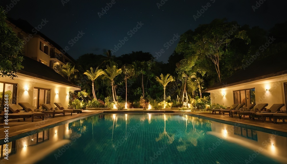 Luxury house with swimming pool at night Luxury house with swimming pool at night Interior Inviting Retreat a contemporary residence luxury villa with a large swimming pool