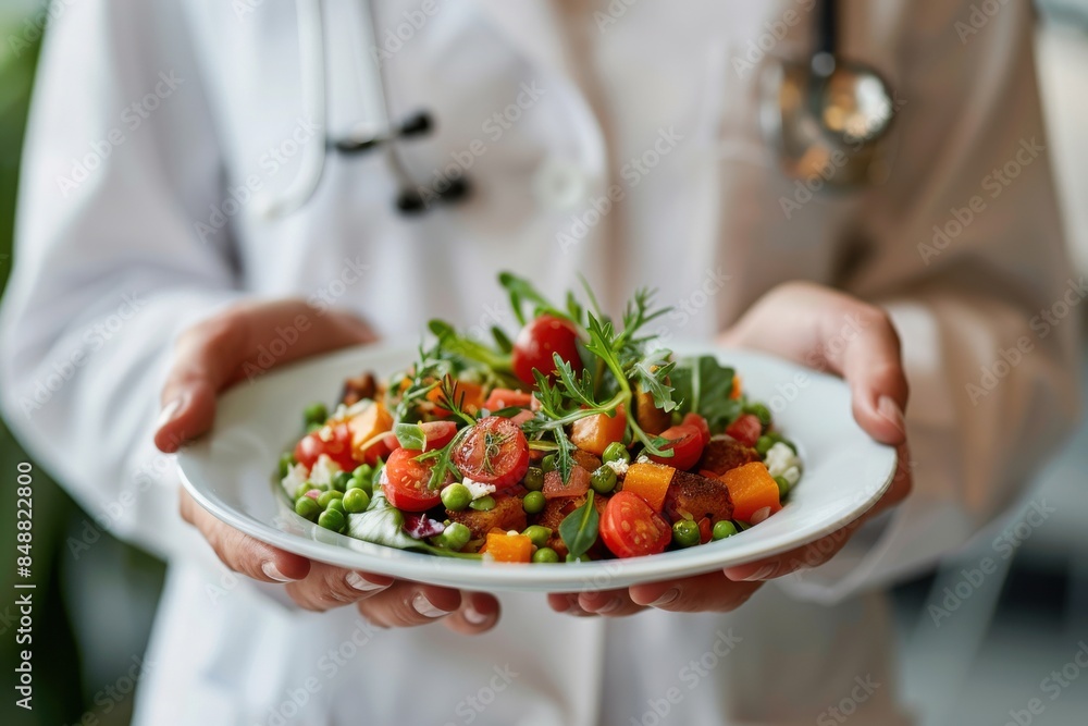 A woman is holding a plate of food and smiling A woman is holding a plate of food and smiling