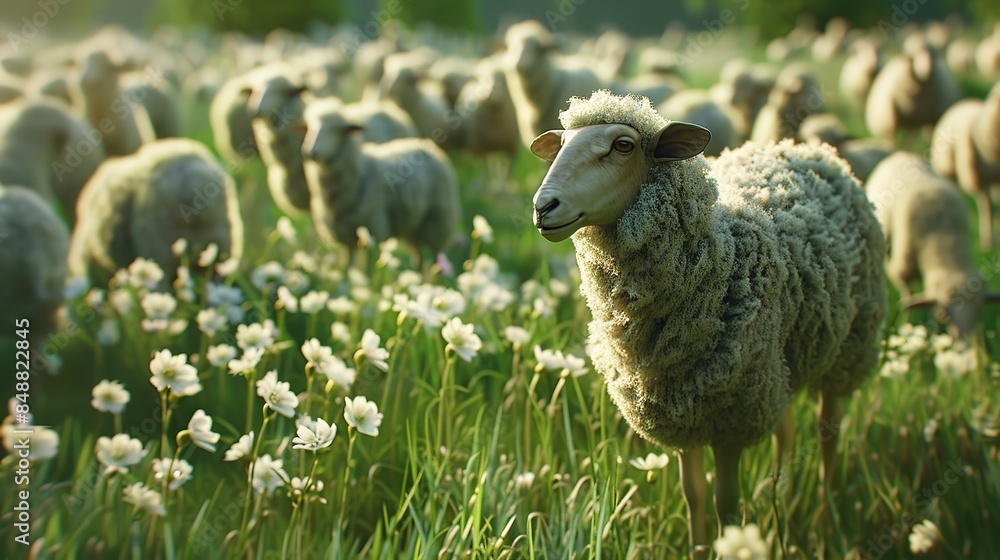 Flock of sheep in the meadow sacrificial animal Flock of sheep in the meadow sacrificial animal