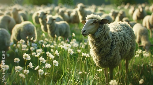 Flock of sheep in the meadow sacrificial animal