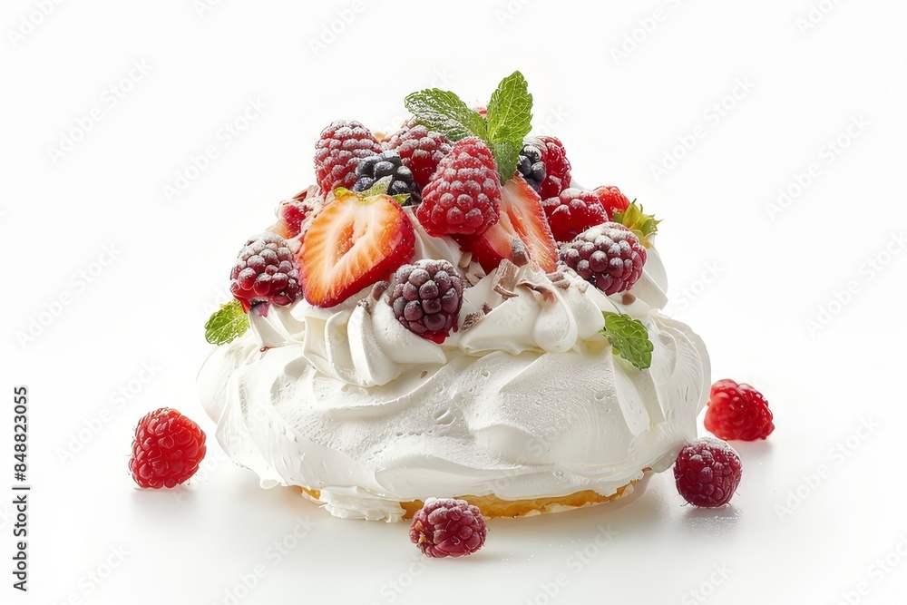 Pavlova isolated on a white background
Pavlova isolated on a white background