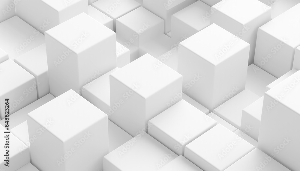Abstract geometric white bright 3d texture wall with squares and square cubes background Abstract geometric white bright 3d texture wall with squares and square cubes background