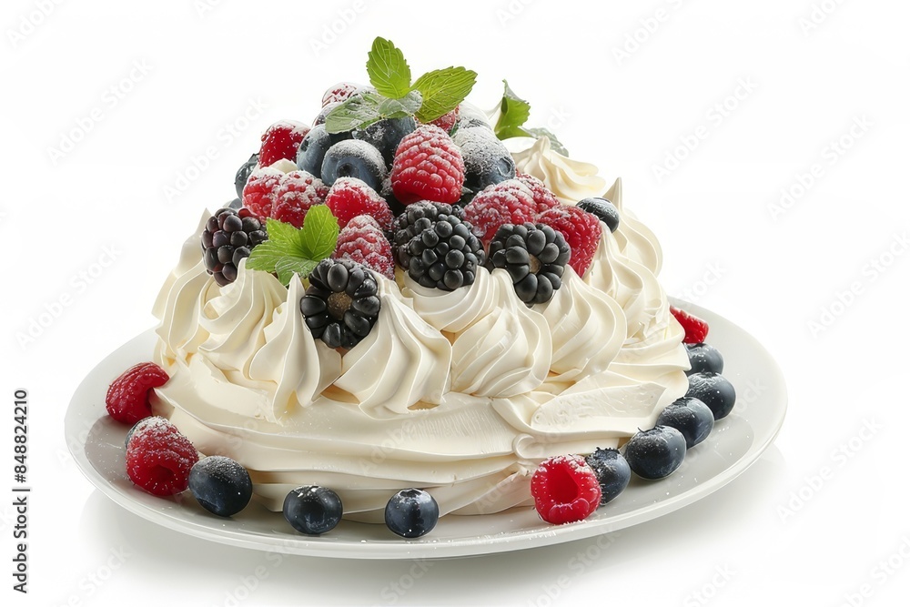 Pavlova isolated on a white background
Pavlova isolated on a white background