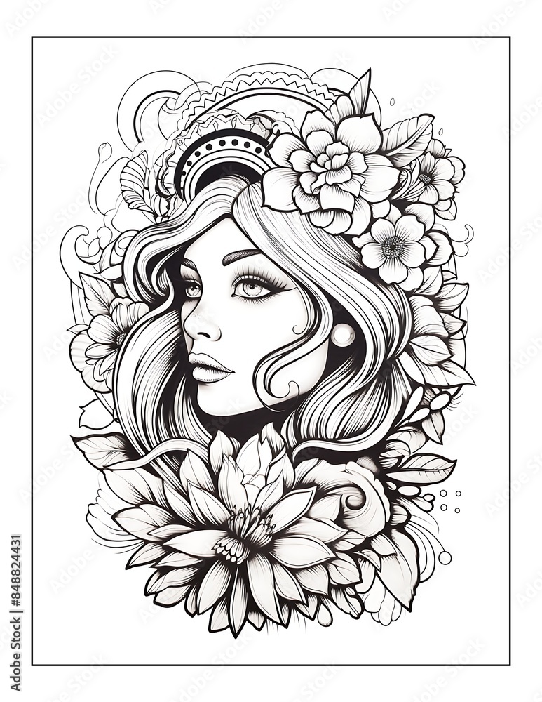 Cute Tattoos Coloring page art design Cute Tattoos Coloring page art design