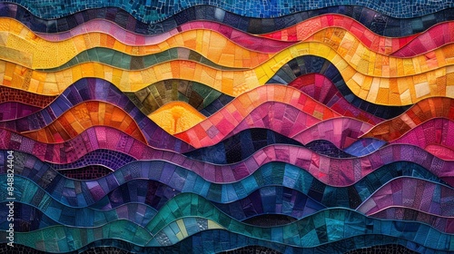 Vibrant Wave Connections In An Abstract Mosaic, Abstract Background HD For Designer