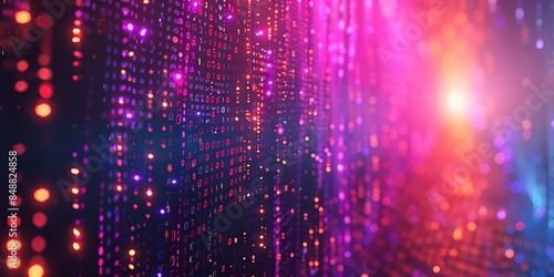  Data technology background. Big data visualization. Flow of data. Information code. Background in a matrix style. 4k rendering  Bright color  realistic