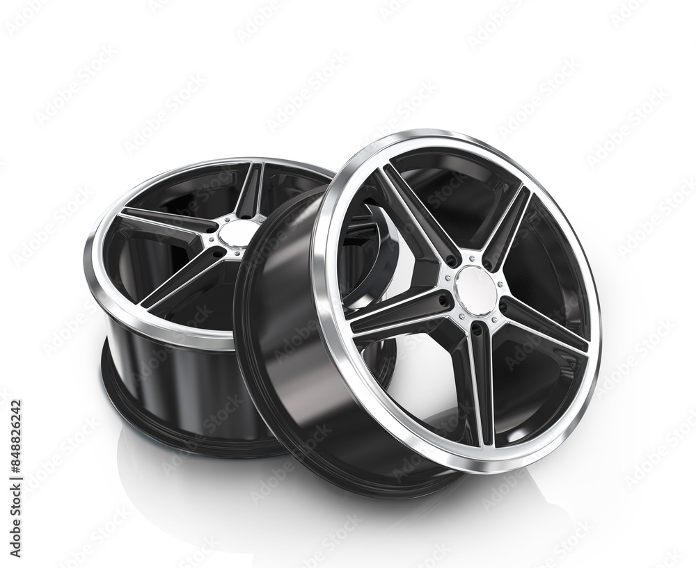 Obraz premium Two car drive on a white background.