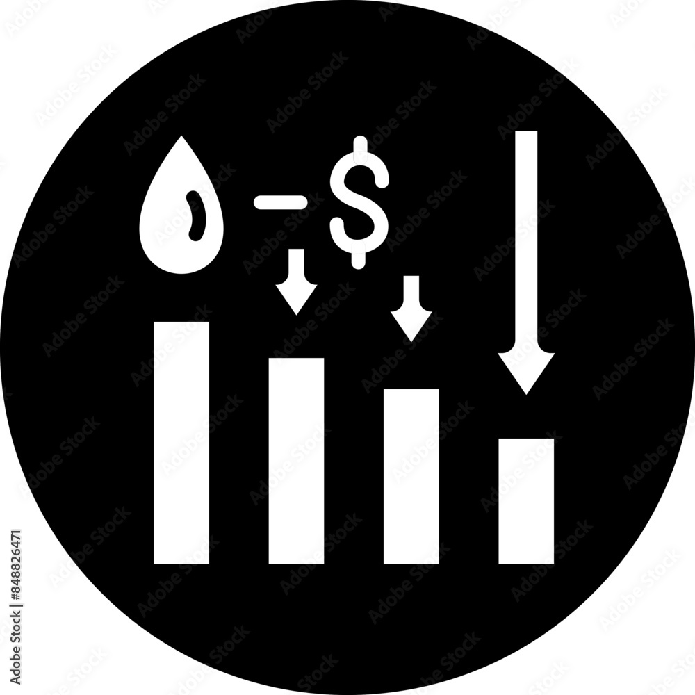 Vector Design Oil Price Decrease Icon Style Vector Design Oil Price Decrease Icon Style