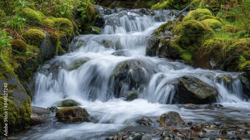 A small cascade flowing near Sol Duc Falls, Olympic National Forest, Washington