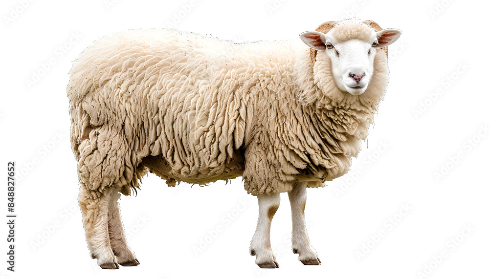 Fluffy sheep isolated on white. Farm animal Fluffy sheep isolated on white. Farm animal