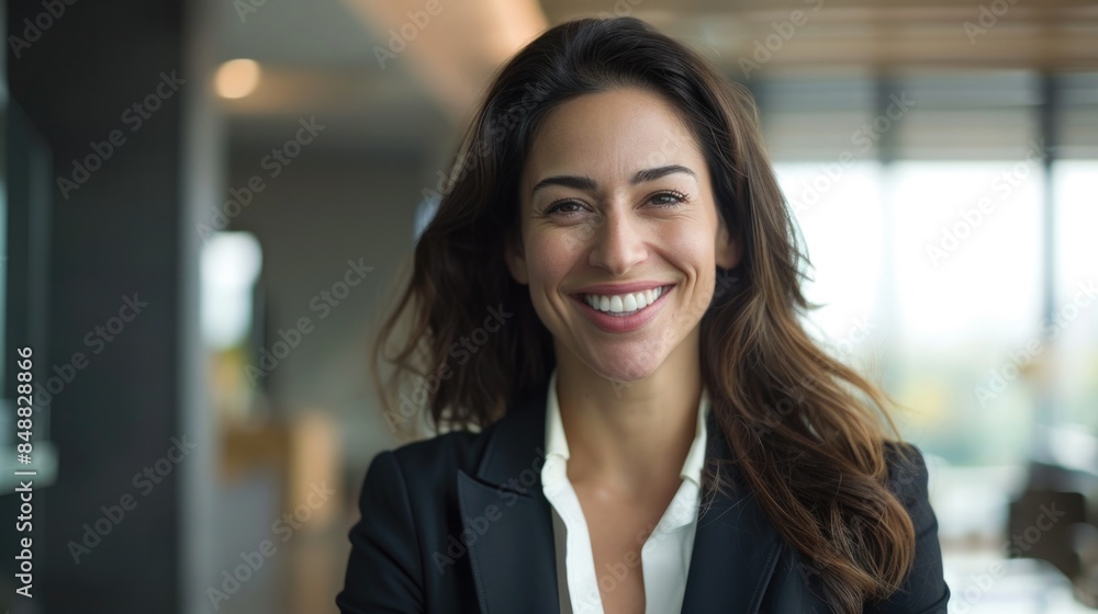 Manager in Businesswoman Attire Smiling Happily. Head Shot Portrait of Beautiful Female Professional Manager in Businesswoman Attire Smiling Happily. Head Shot Portrait of Beautiful Female Professional