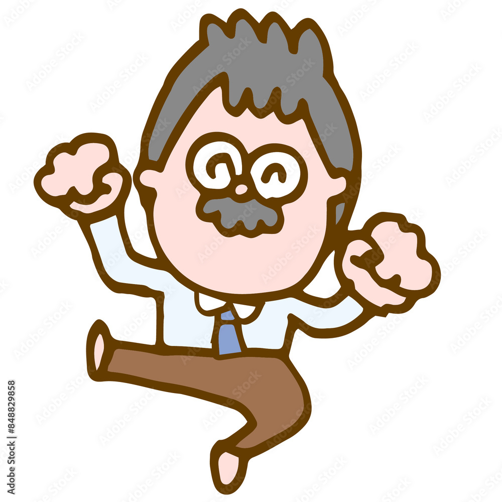 Fototapeta premium やったーと喜ぶおじさんサラリーマン2,Middle-aged businessman cheering with joy2 