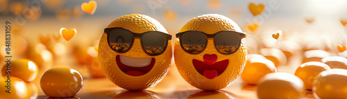 Cheerful Emoji Wearing Sunglasses and Smiling Brightly in the Sun photo