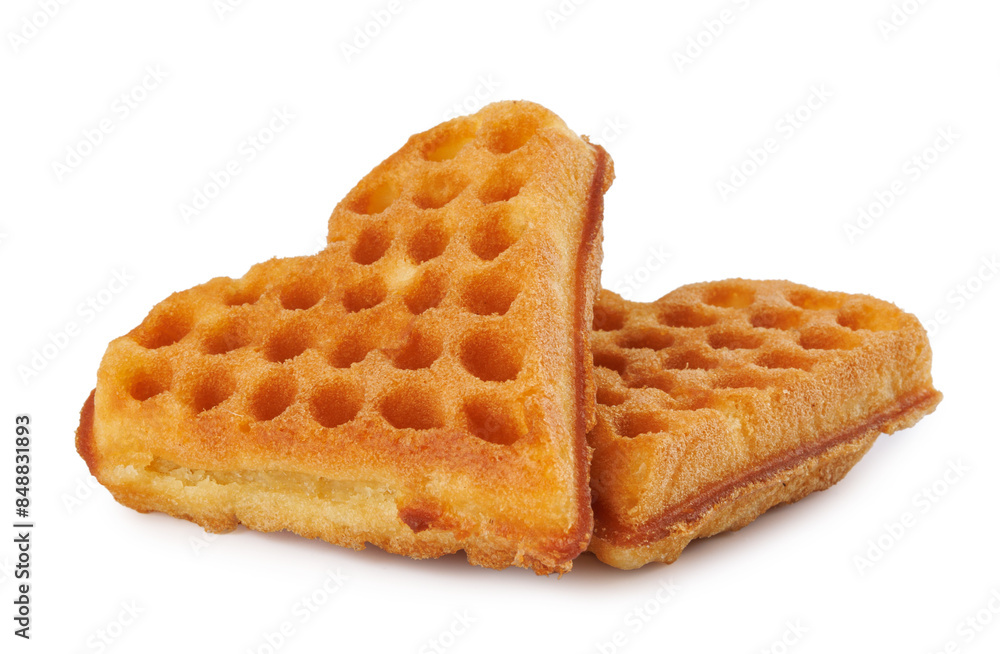 Heart shaped Viennese waffle isolated on white background. Heart shaped Viennese waffle isolated on white background.