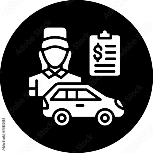 Vector Design Car Saleswoman Icon Style