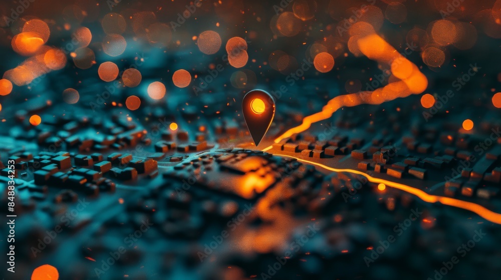 Real-Time Digital GPS Navigation Concept with Pinpoint Route Path on a Map for Efficient Travel and Location Tracking Real-Time Digital GPS Navigation Concept with Pinpoint Route Path on a Map for Efficient Travel and Location Tracking