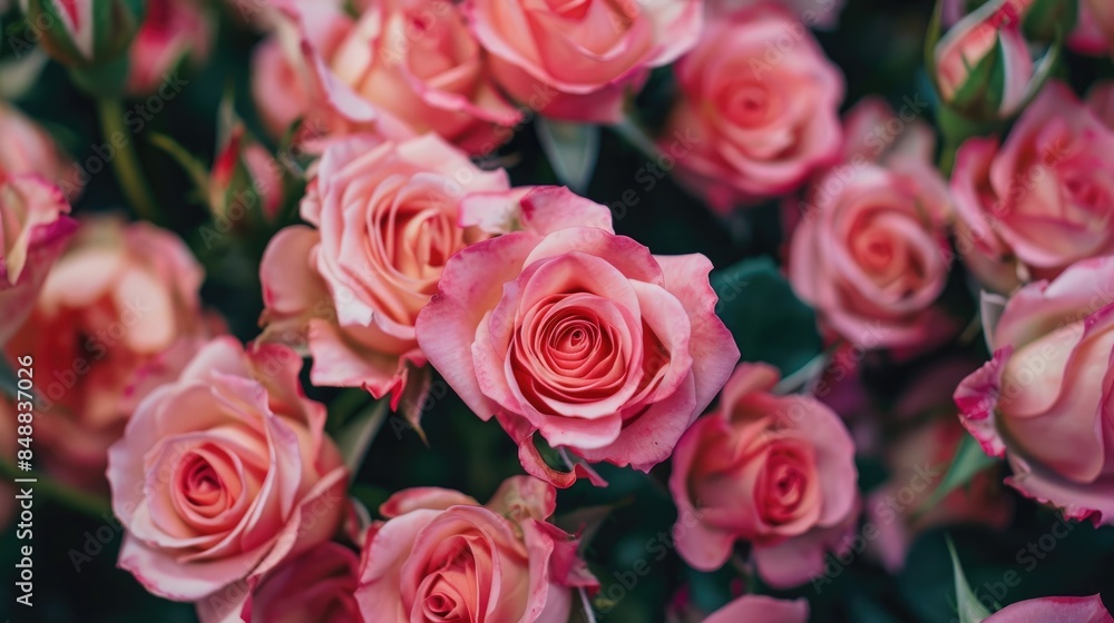 Close up view of rose blooms Close up view of rose blooms