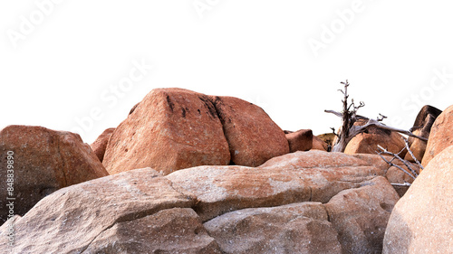 Rock stones with rough texture surface isolated,A Brown,Orange Cliff Rock natural stone formation located part of the mountain,Broken Edge of a Chunk of Rock Sea with clipping path