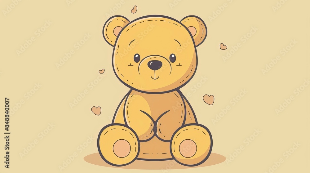 Cute bear toy. It is sitting. Simple vector illustration in style outline, Bear Drawing Cute bear toy. It is sitting. Simple vector illustration in style outline, Bear Drawing