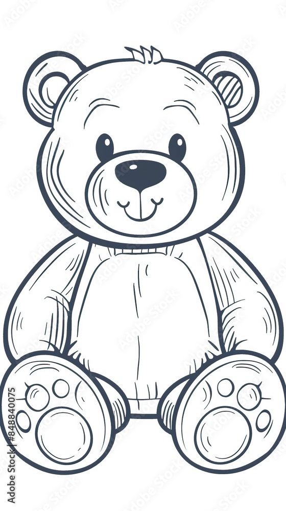 Cute bear toy. It is sitting. Simple vector illustration in style outline, Bear Drawing Cute bear toy. It is sitting. Simple vector illustration in style outline, Bear Drawing