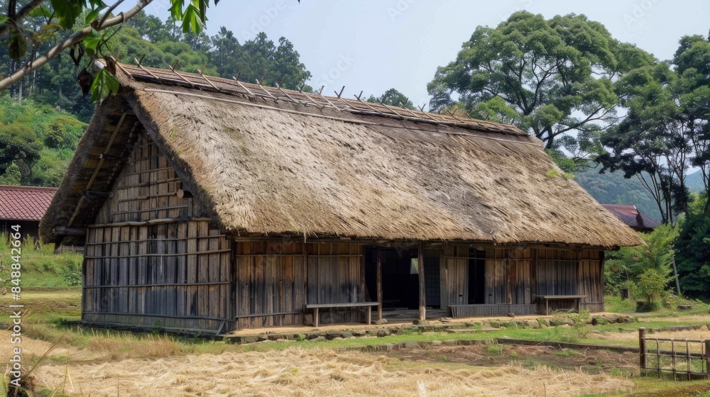 Tribal Hut having thatched roof, made from Bamboo Straws and sticks. Typical house form of Tribal areas of Eastern India. Such houses are temporary and regulate temperature in natural way. - Image. Tribal Hut having thatched roof, made from Bamboo Straws and sticks. Typical house form of Tribal areas of Eastern India. Such houses are temporary and regulate temperature in natural way. - Image.