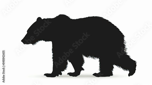 silhouette bear isolated on white background, Bear Drawing
