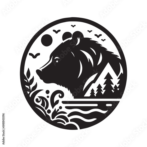 Black Bear Silhouette Vector Art
