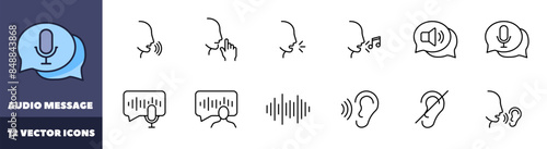 Audio message set icons. Message bubble icons. Linear style. Vector icons.