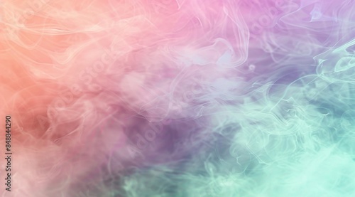 A beautiful abstract background featuring swirling clouds of colorful smoke in shades of pink, blue, and purple blending seamlessly with warm green tones
