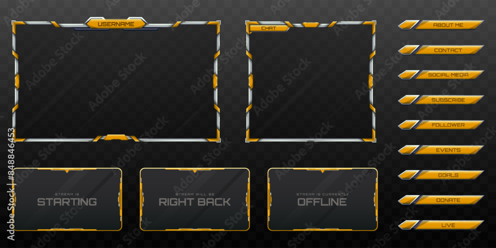 Live Stream Overlay Webcam Screen Frame and Stream Alert GUI Panels ...