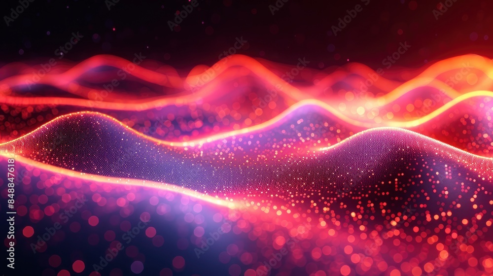 Fototapeta premium Abstract Wave Representation Of Connections In A Particle System, Abstract Background HD For Designer