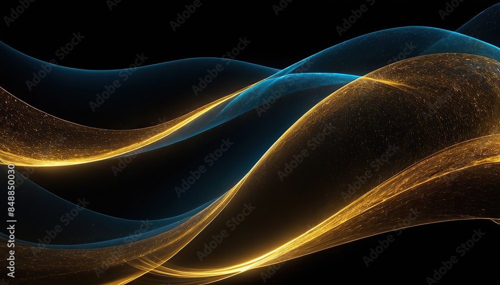 A yellow and blue wave with a black background