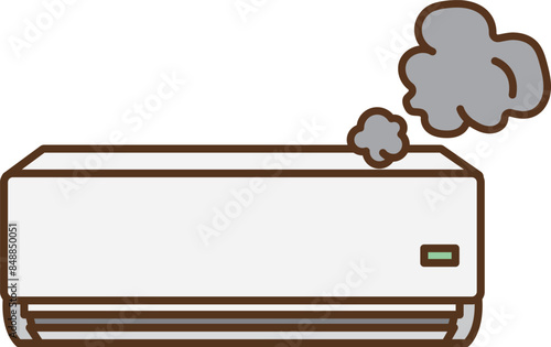 Illustration of a smoking indoor air conditioner.