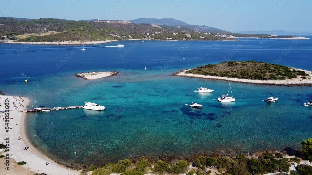 Nautical Tourism Boats and Yachts in Bay of Veliki island beach, Croatia