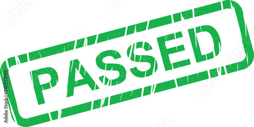 Passed green stamp vector text