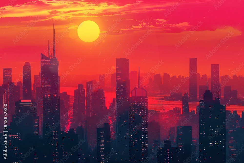 Fototapeta premium city skyline at sunset