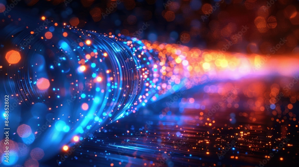 Obraz premium Optical Fiber Cable on Abstract Technology Background