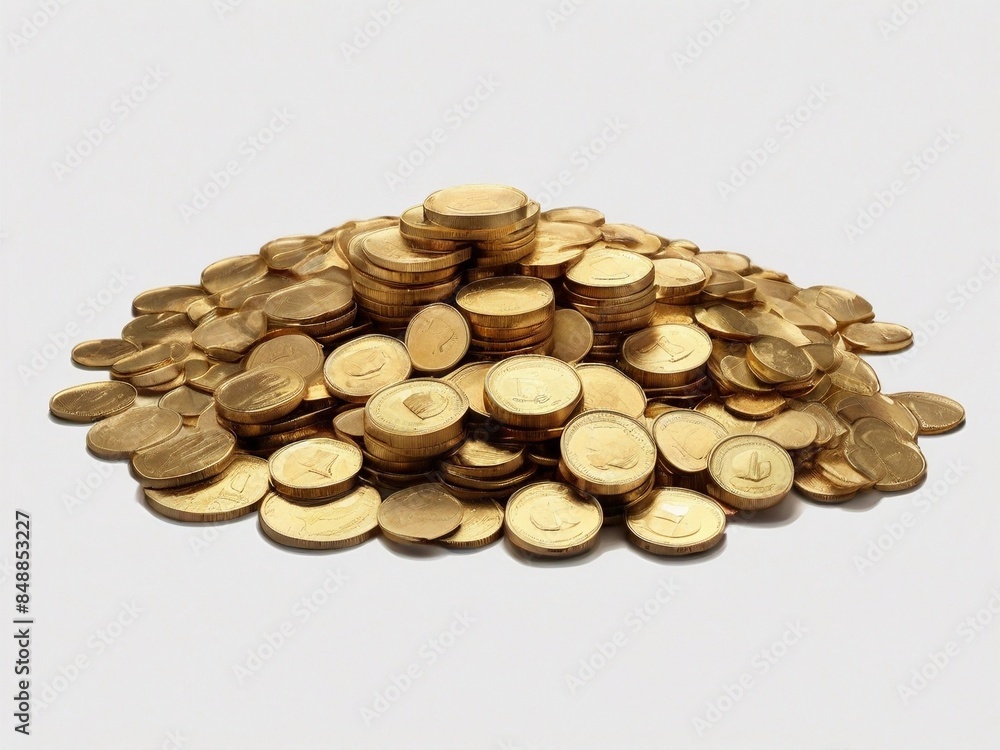 Gleaming Gold Coin Pile with Clear Background PNG
