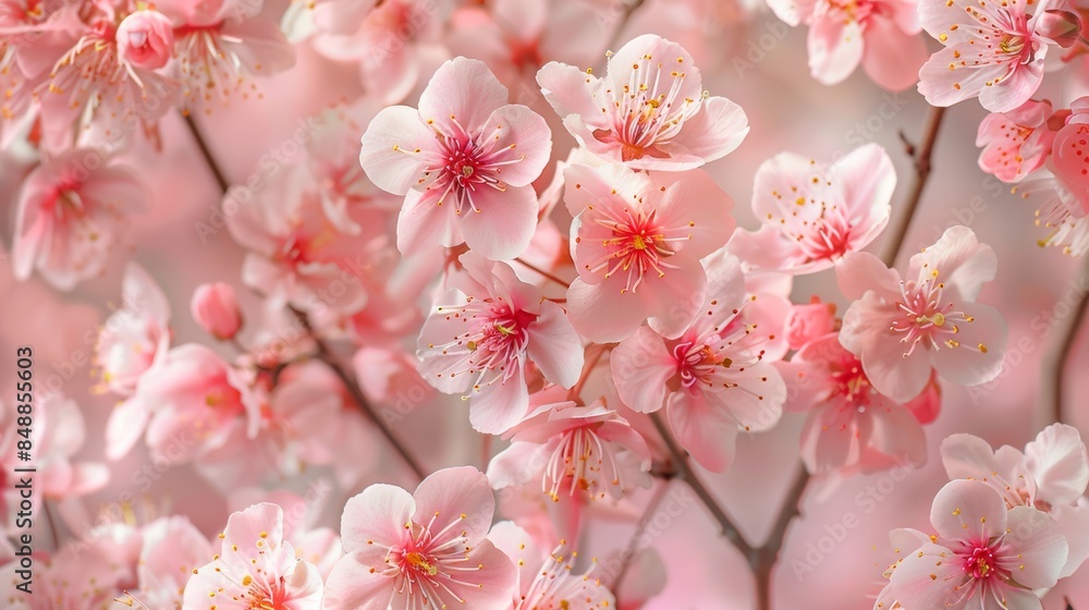 Pattern of delicate cherry blossoms in bloom. Pattern of delicate cherry blossoms in bloom.
