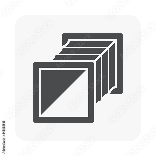 Flexible anti-vibration connector vector icon. Square pipe and rubber for damping of noise, vibration from fan transfer to air duct. Part in ductwork, hvac, air conditioning and ventilation system.