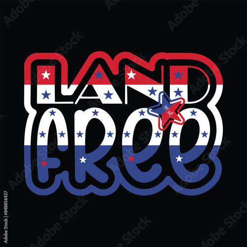 4th of July Typographic T-Shirt Graphic Design