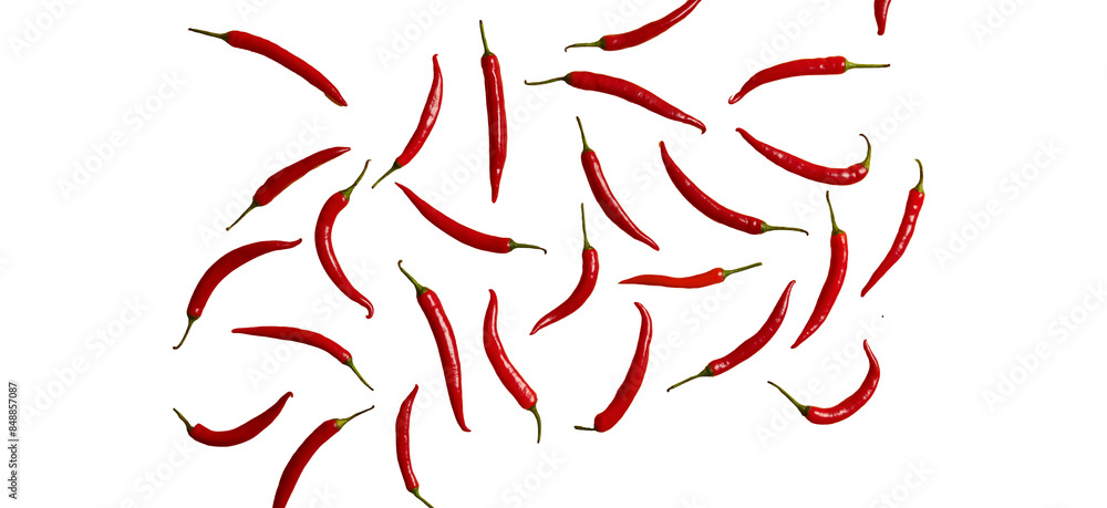 Hot red pepper, Flying composition on png cutout background Hot red pepper, Flying composition on png cutout background