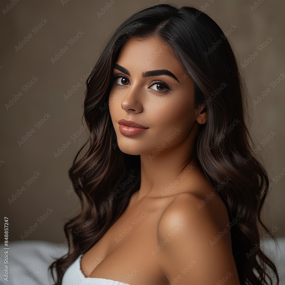 a woman with long dark hair wearing a white top with a gold chain around her neck
a woman with long dark hair wearing a white top with a gold chain around her neck