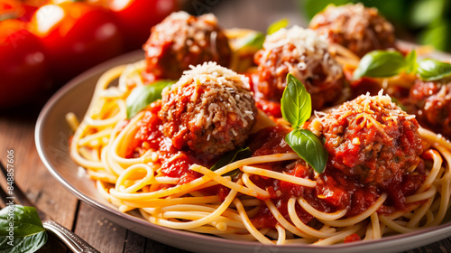 Spaghetti with meatballs and tomato sauce